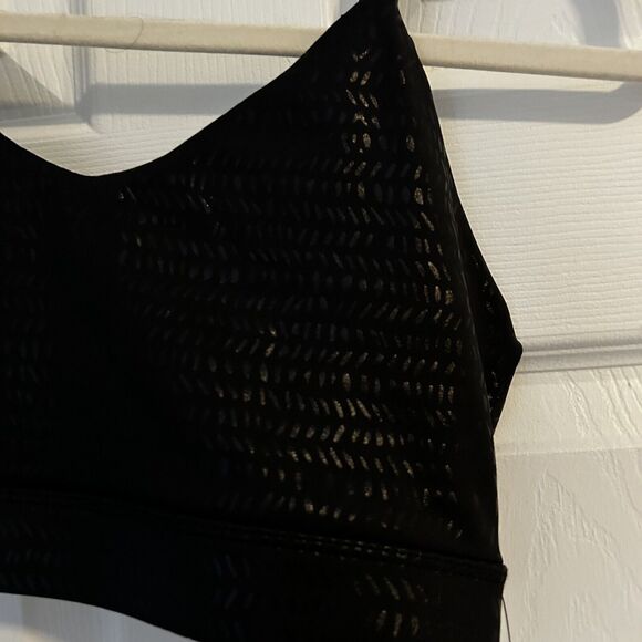Glyder Sports Bra Black Angelic Pebble Gloss Luxe Activewear Stretch Medium New - Picture 3 of 8